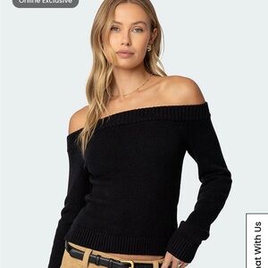 Edikted Elegant Black Off-Shoulder Sweater